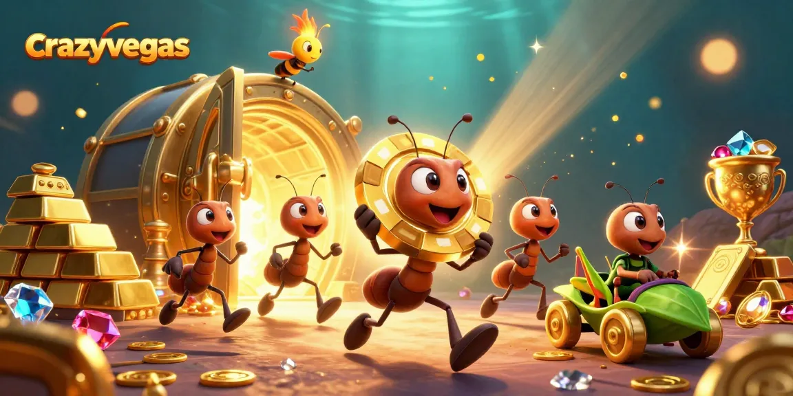 Join the crazyvegas heist with cartoon ants, poker chips, and sparkling treasures